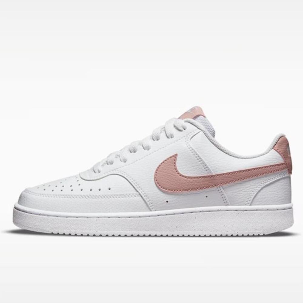 NIKE Women's Court Vision Low Next Nature Shoes Size 7.5 In White/Pink Oxford
